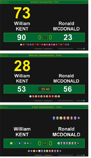 Scoreboard Software for Snooker, Billiards and Pool
