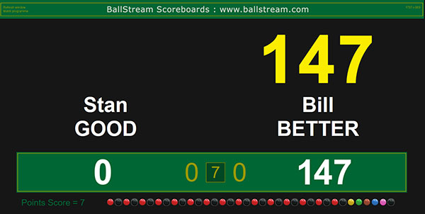 Matchplay Snooker Scoreboard