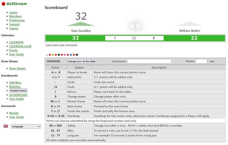 online scoring page